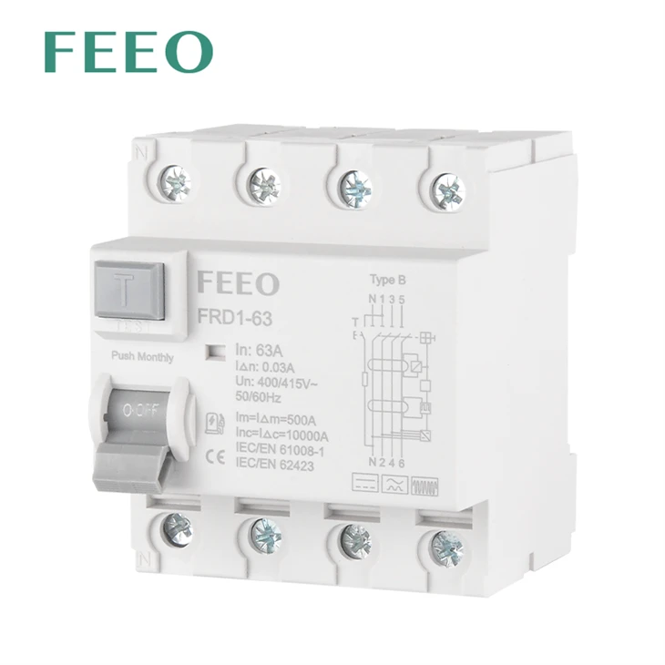 63A 4P Residual Current Circuit Breaker RCCB RCD 10KA